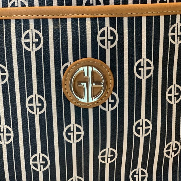 Brown and Navy Blue Stripe Bag by Giani Bernini - Picture 2 of 3